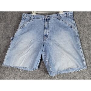 Levis Silver Tab Carpenter Denim Shorts Frayed Hem‎ Light Wash Mens Sz W36 L34